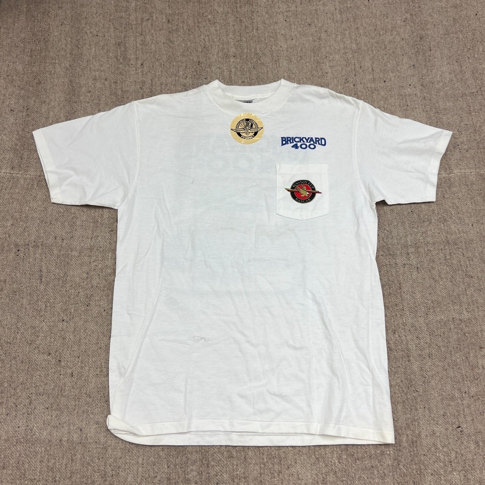 Vintage Brickyard 400 Nascar Shirt Mens Large White 1990s Deadstock